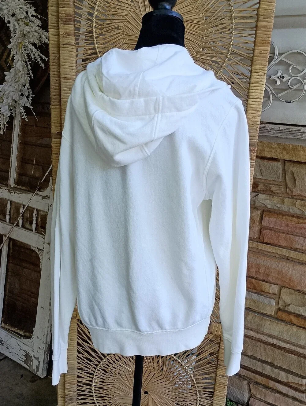 NWOT Nike White 100% Cotton Full-Zip Hoodie with Hood and Kangaroo Pockets_S